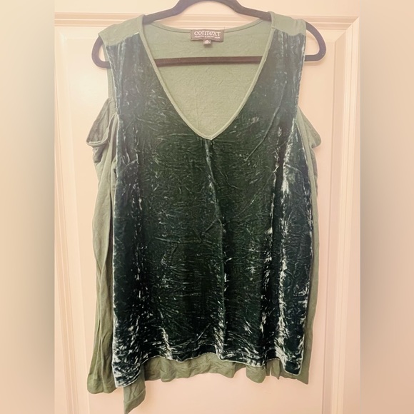 Cold Shoulder Velvet Top - Picture 1 of 5
